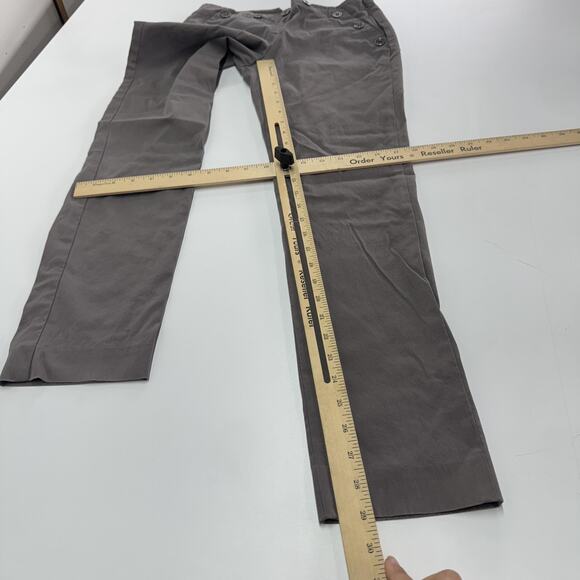 Club Monaco Pants Womens 0 Gray Button Front Straight Leg Nautical Sailor Style - Picture 7 of 7